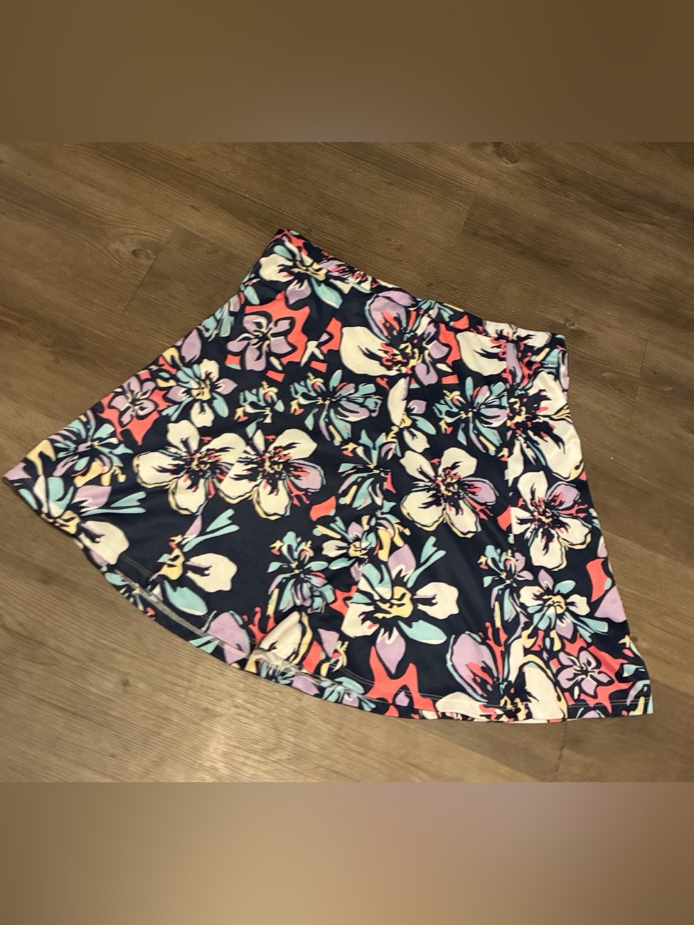 Floral A-Line Skiort in Navy and Pastels